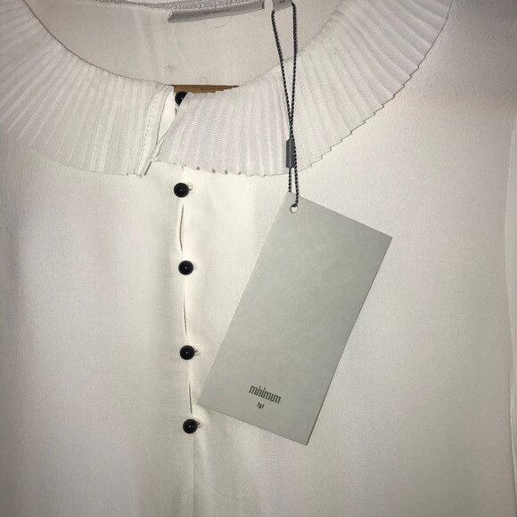 minimum flowy long sleeved blouse ruffled collar white small/euro 36 - Picture 8 of 12